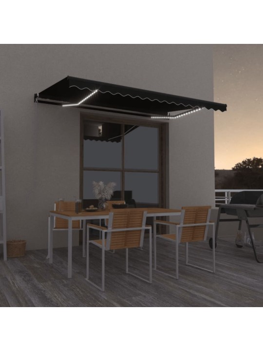 Ručně zatahovací markýza s LED světlem 450 x 350 cm antracitová