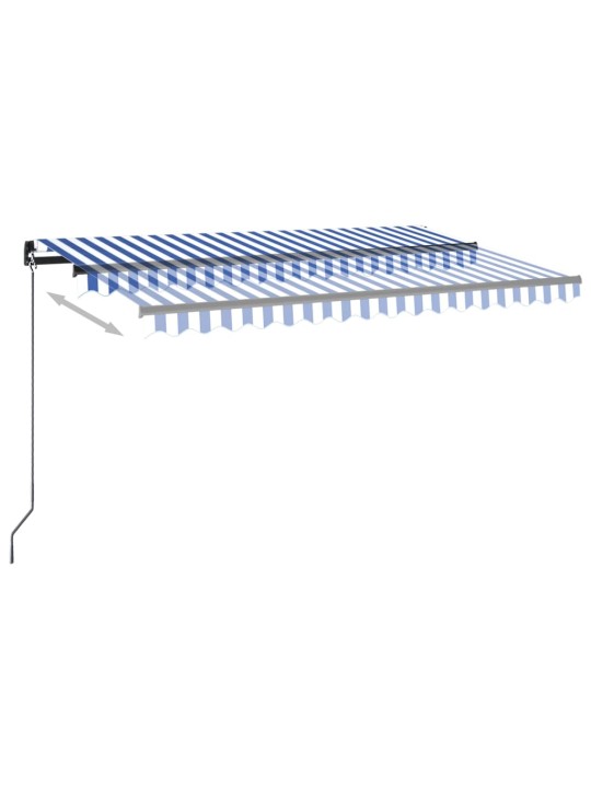 Automatická markýza LED a senzor větru 450 x 350 cm modrobílá