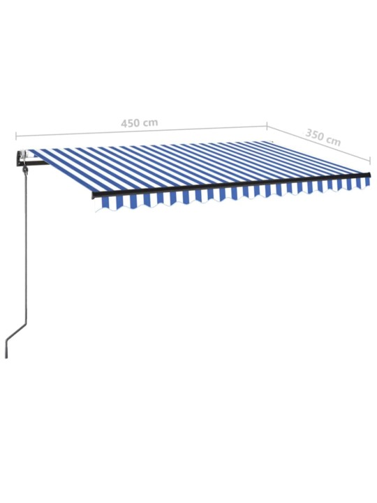 Automatická markýza LED a senzor větru 450 x 350 cm modrobílá