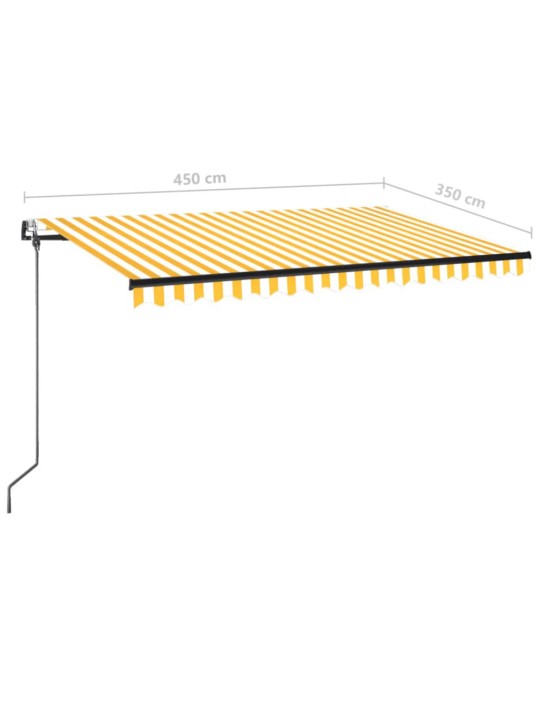 Automatická markýza LED a senzor větru 450 x 350 cm žlutá/bílá