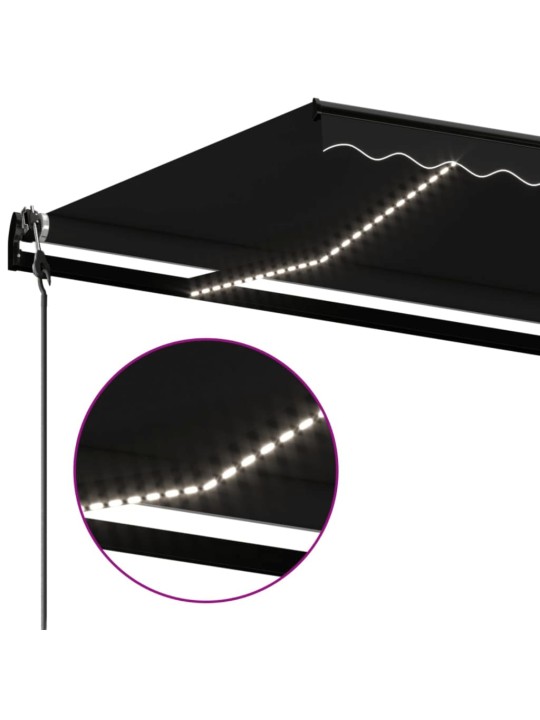 Automatická markýza LED a senzor větru 450 x 350 cm antracitová