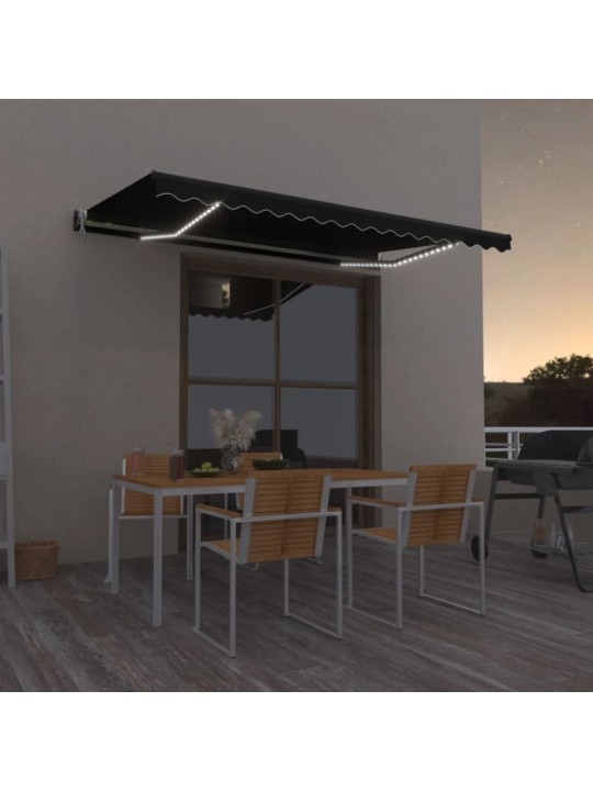 Automatická markýza LED a senzor větru 450 x 350 cm antracitová