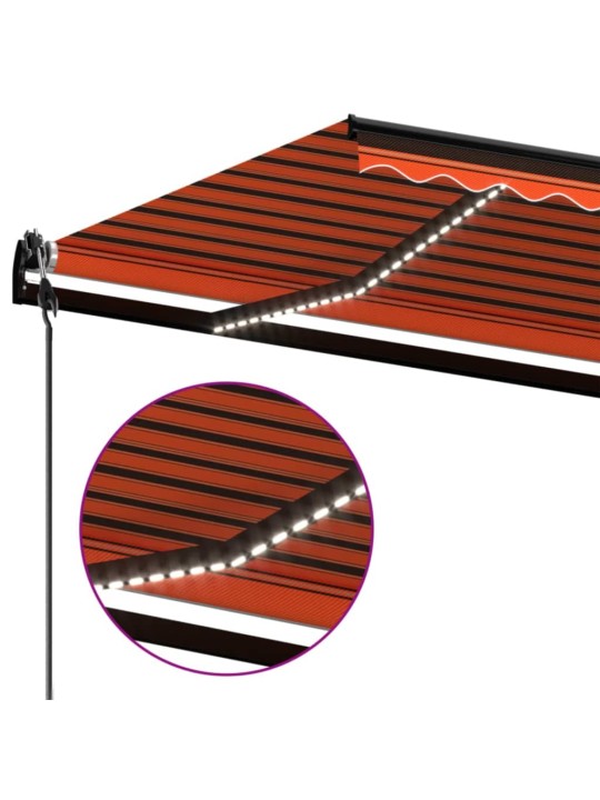 Automatická markýza LED a senzor větru 450x350 cm oranžovohnědá