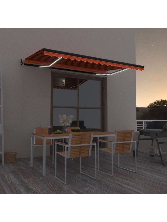 Automatická markýza LED a senzor větru 450x350 cm oranžovohnědá