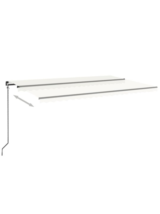 Ručně zatahovací markýza s LED světlem 500 x 350 cm krémová
