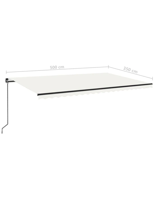 Ručně zatahovací markýza s LED světlem 500 x 350 cm krémová