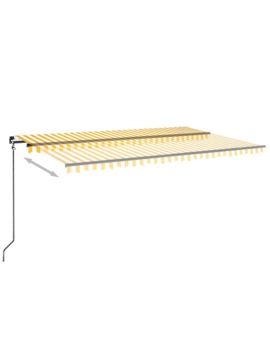 Ručně zatahovací markýza s LED světlem 500 x 350 cm žlutobílá