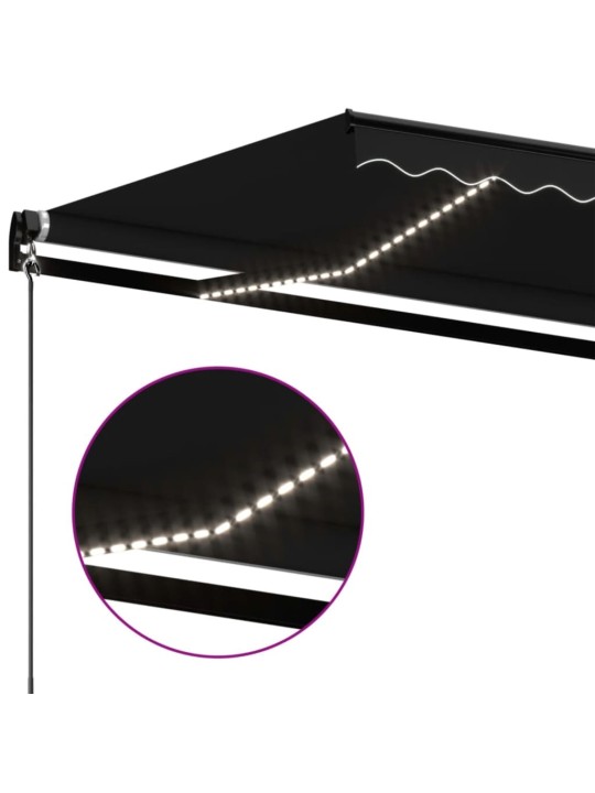 Ručně zatahovací markýza s LED světlem 500 x 350 cm antracitová