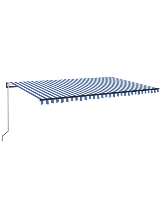 Automatická markýza LED a senzor větru 500 x 350 cm modrobílá