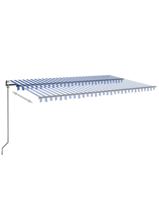 Automatická markýza LED a senzor větru 500 x 350 cm modrobílá