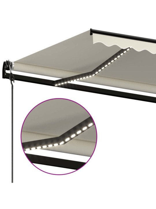 Automatická markýza LED a senzor větru 500 x 350 cm krémová