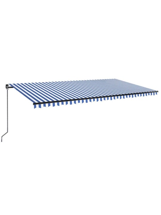 Ručně zatahovací markýza s LED světlem 600 x 350 cm modrobílá