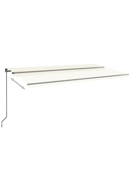 Ručně zatahovací markýza s LED světlem 600 x 350 cm krémová
