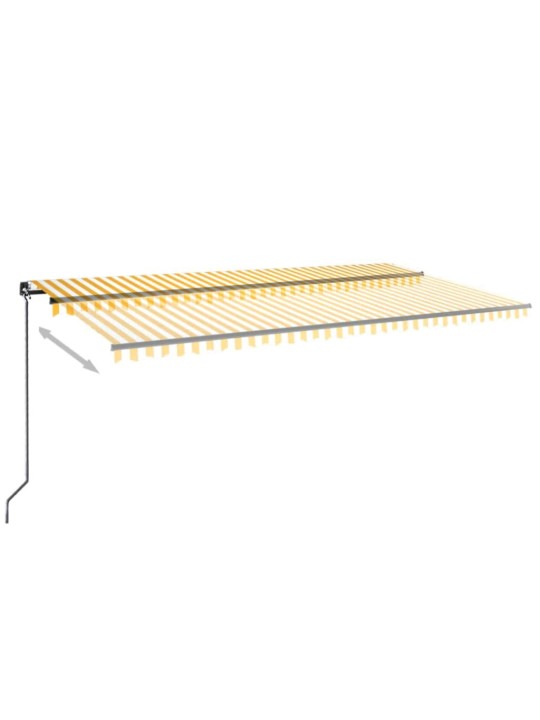 Ručně zatahovací markýza s LED světlem 600 x 350 cm žlutobílá