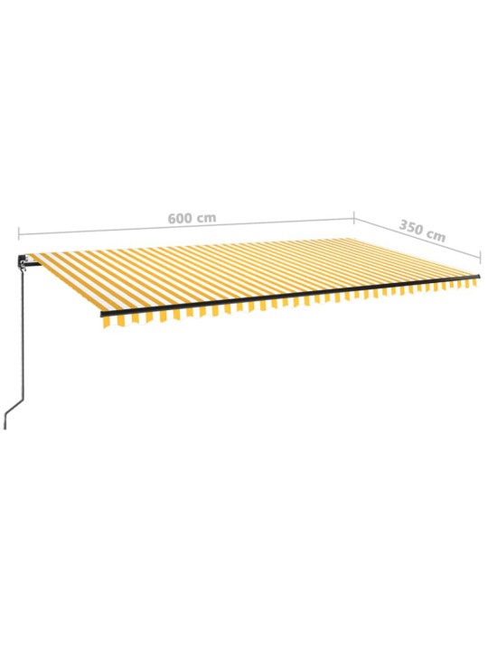 Ručně zatahovací markýza s LED světlem 600 x 350 cm žlutobílá