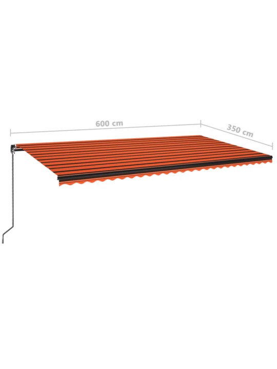 Ručně zatahovací markýza s led světlem 600x350 cm oranžovohnědá