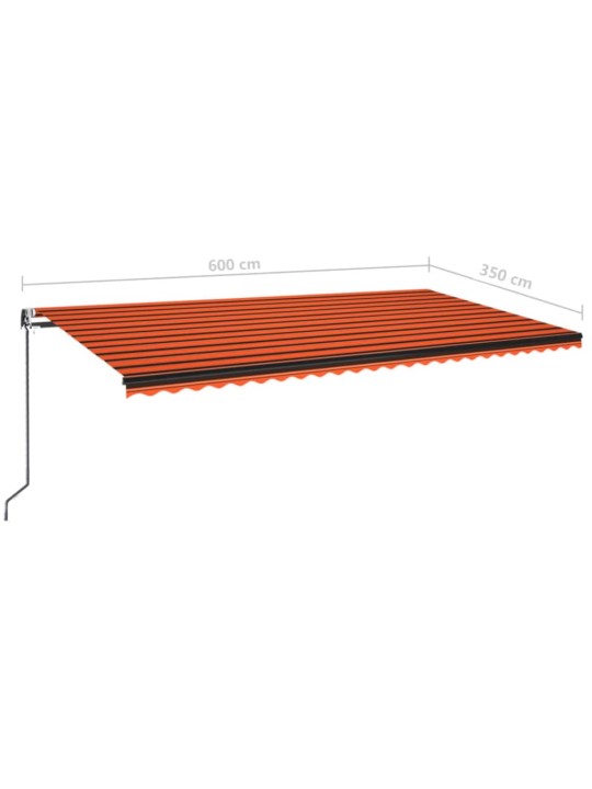 Automatická zatahovací markýza 600 x 350 cm oranžovo-hnědá