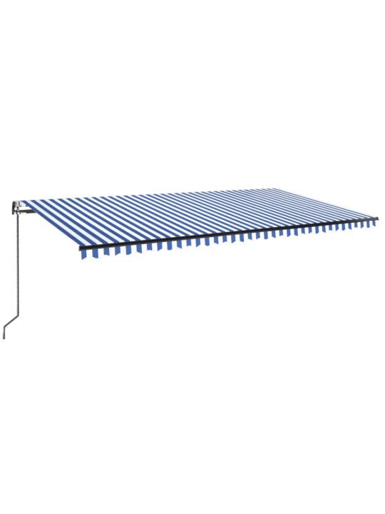 Automatická markýza LED a senzor větru 600 x 350 cm modrobílá