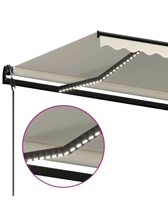 Automatická markýza LED a senzor větru 600 x 350 cm krémová