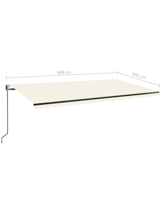 Automatická markýza LED a senzor větru 600 x 350 cm krémová