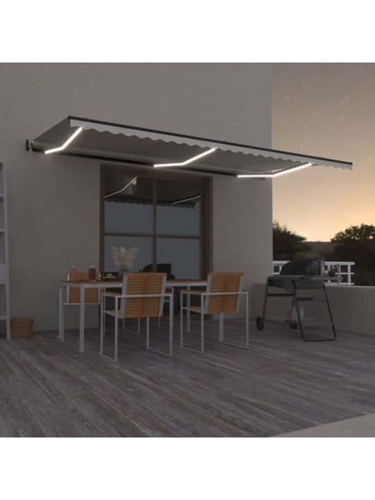 Automatická markýza LED a senzor větru 600 x 350 cm krémová