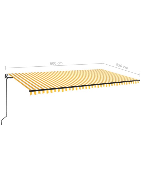 Automatická markýza LED a senzor větru 600 x 350 cm žlutá/bílá