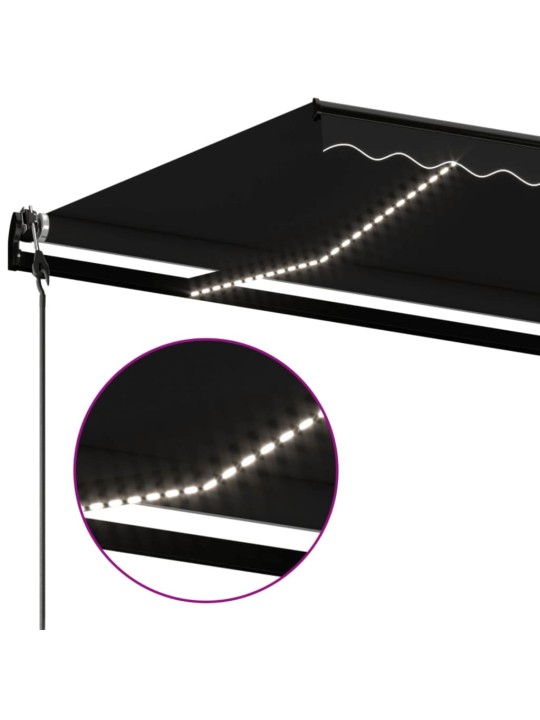Automatická markýza LED a senzor větru 600 x 350 cm antracitová