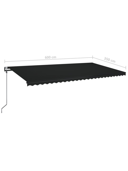 Automatická markýza LED a senzor větru 600 x 350 cm antracitová