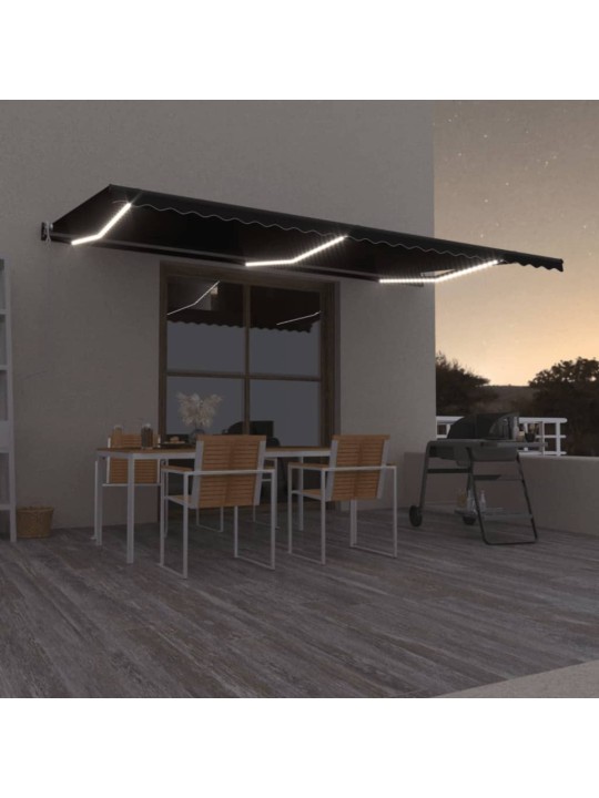 Automatická markýza LED a senzor větru 600 x 350 cm antracitová