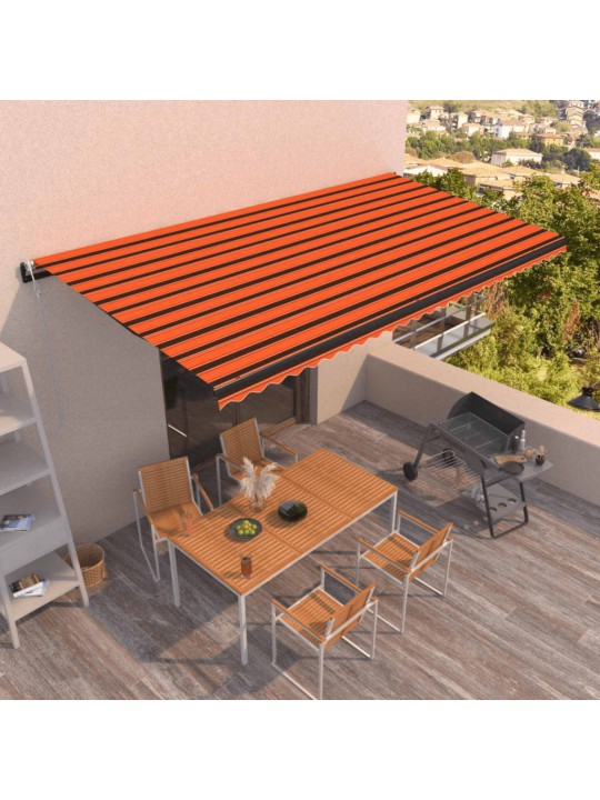 Automatická markýza led a senzor větru 600x350 cm oranžovohnědá