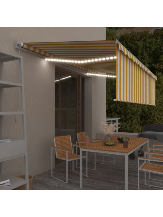 Ručně zatahovací markýza s roletou a LED 5 x 3 m žlutobílá