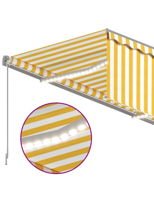 Ručně zatahovací markýza s roletou a LED 4 x 3 m žlutobílá