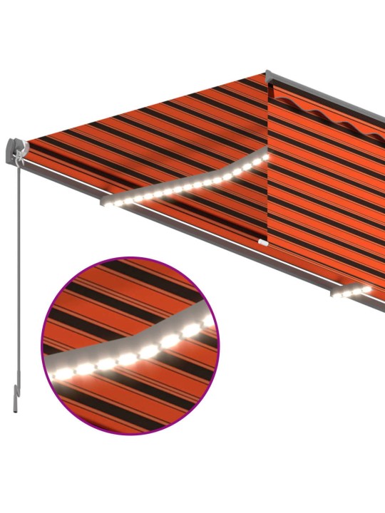 Ručně zatahovací markýza s roletou a LED 4 x 3 m oranžovo-hnědá
