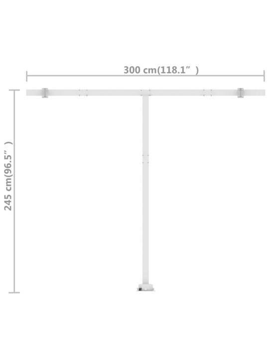 Volně stojící ručně zatahovací markýza 300 x 250 cm modrá/bílá