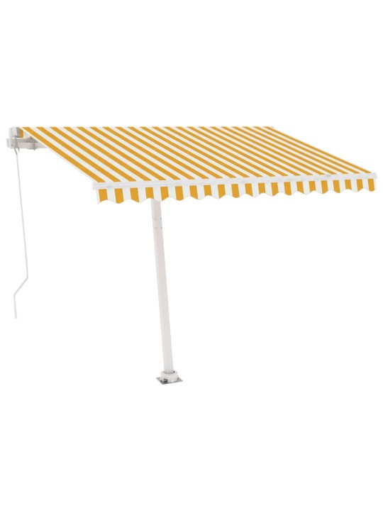 Volně stojící ručně zatahovací markýza 300 x 250 cm žlutá/bílá