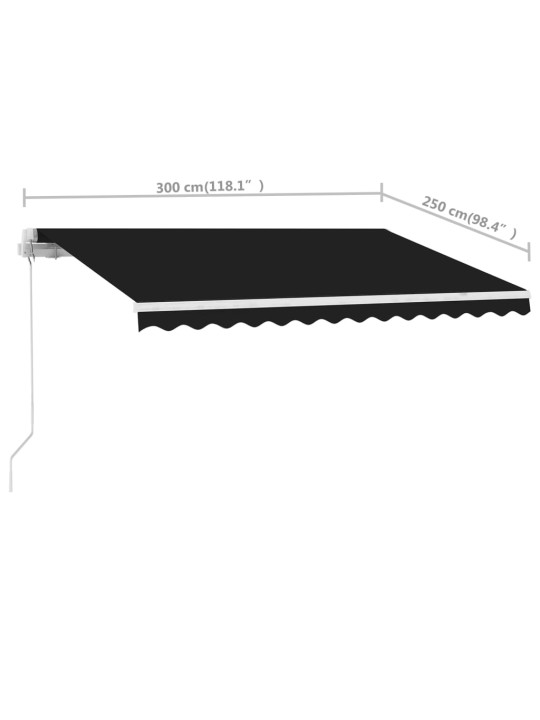 Volně stojící ručně zatahovací markýza 300 x 250 cm antracitová