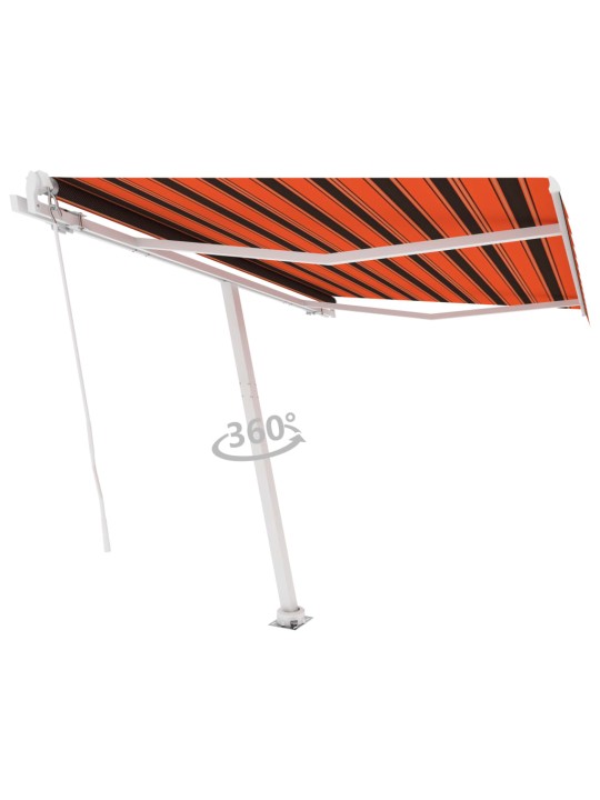 Volně stojící ručně zatahovací markýza 300x250 cm oranžovohnědá