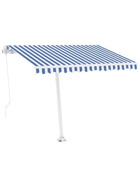 Ručně zatahovací markýza s led světlem 300 x 250 cm modrobílá