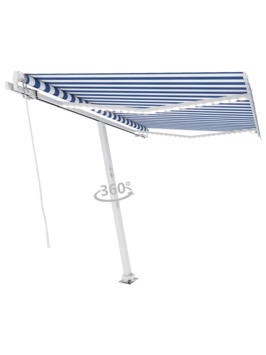 Ručně zatahovací markýza s led světlem 300 x 250 cm modrobílá
