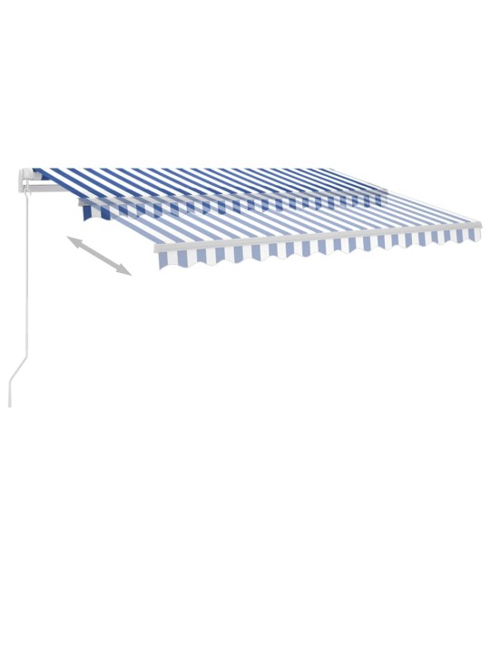 Ručně zatahovací markýza s led světlem 300 x 250 cm modrobílá