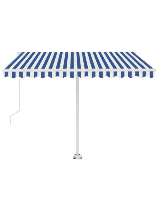 Ručně zatahovací markýza s led světlem 300 x 250 cm modrobílá