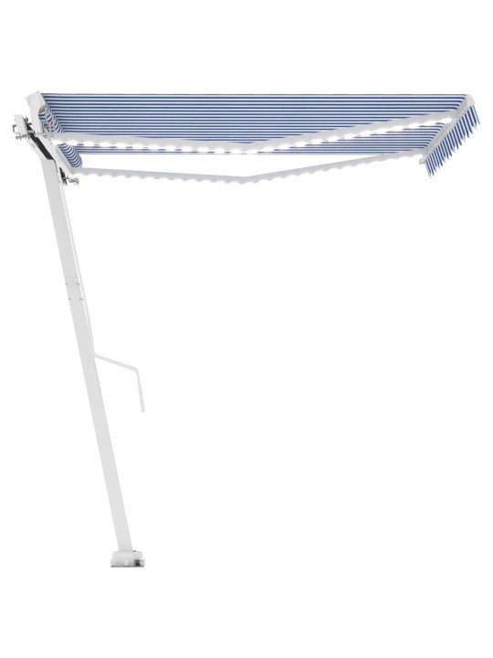 Ručně zatahovací markýza s led světlem 300 x 250 cm modrobílá