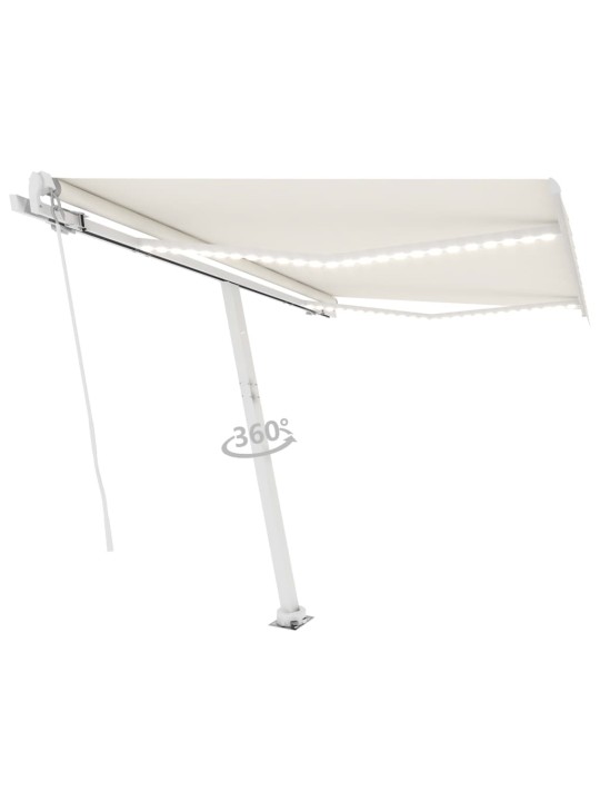 Ručně zatahovací markýza s led světlem 300 x 250 cm krémová