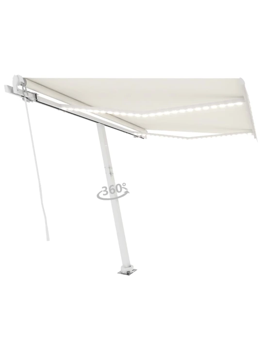 Ručně zatahovací markýza s led světlem 300 x 250 cm krémová