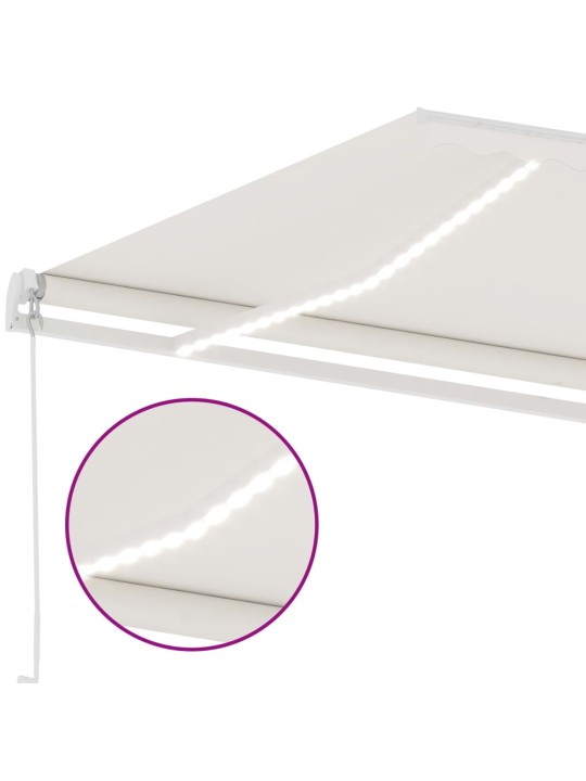 Ručně zatahovací markýza s led světlem 300 x 250 cm krémová