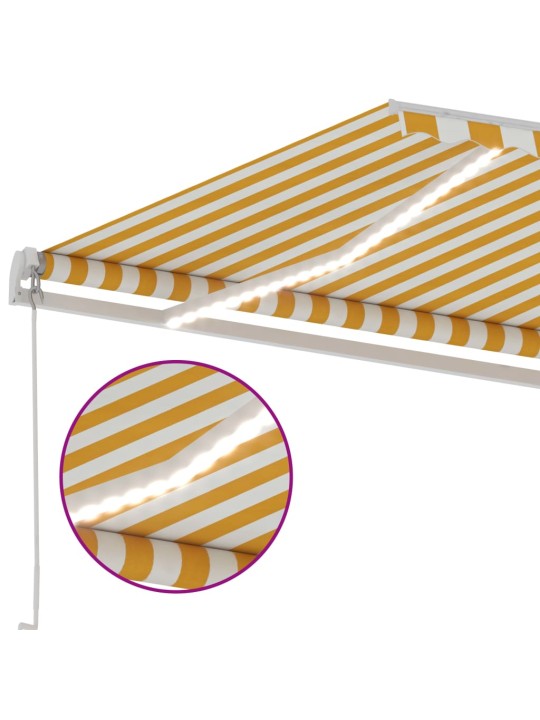 Ručně zatahovací markýza s led světlem 300 x 250 cm žlutobílá