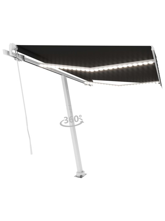 Ručně zatahovací markýza s led světlem 300 x 250 cm antracitová