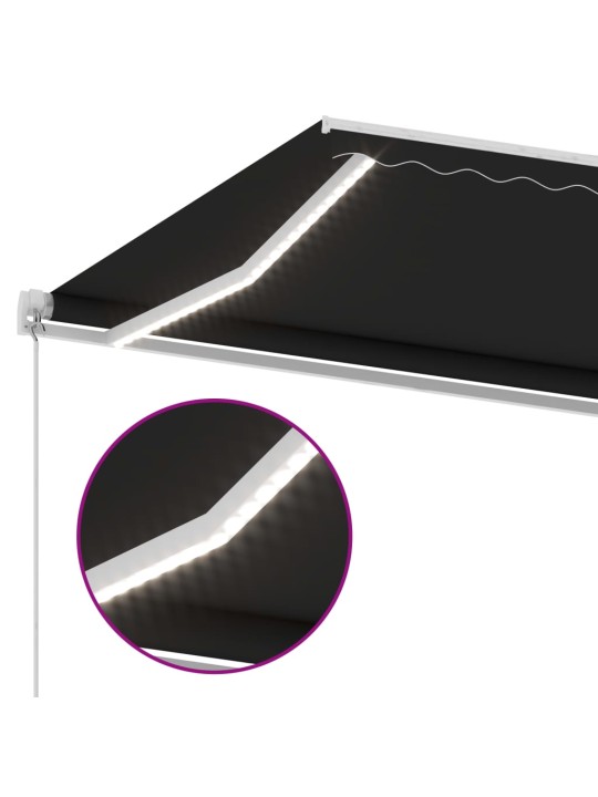 Ručně zatahovací markýza s led světlem 300 x 250 cm antracitová