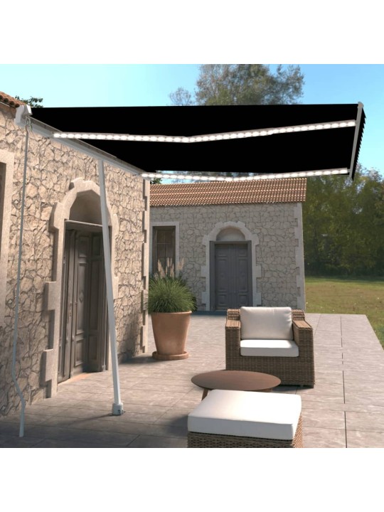 Ručně zatahovací markýza s led světlem 300 x 250 cm antracitová