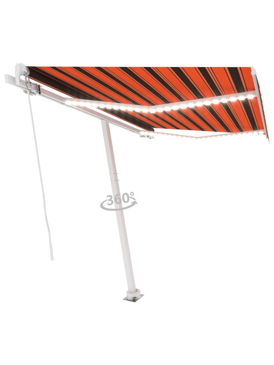 Ručně zatahovací markýza s led světlem 300x250 cm oranžovohnědá